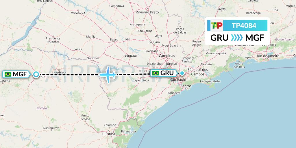 TP4084 TAP Portugal Flight Map: Sao Paulo to Maringa