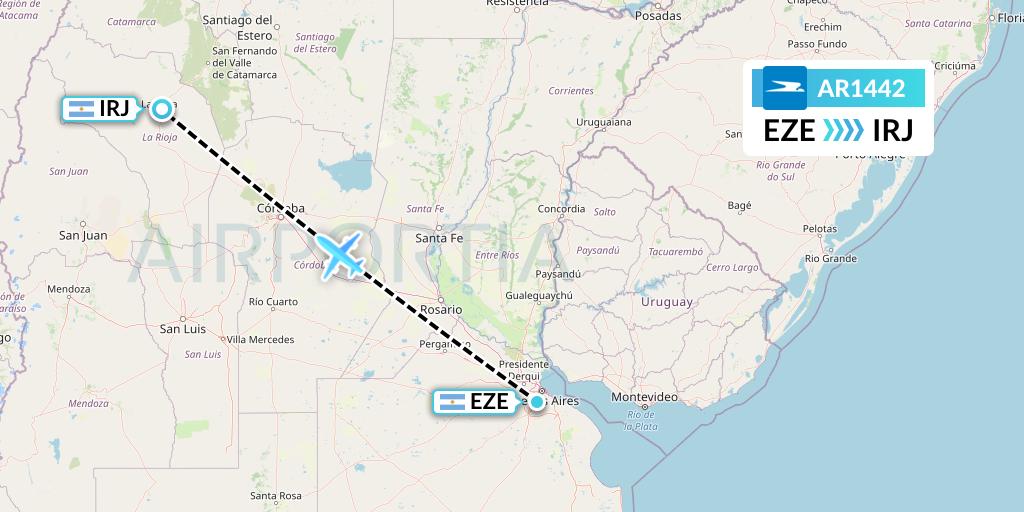 AR1442 Aerolineas Argentinas Flight Map: Buenos Aires to La Rioja