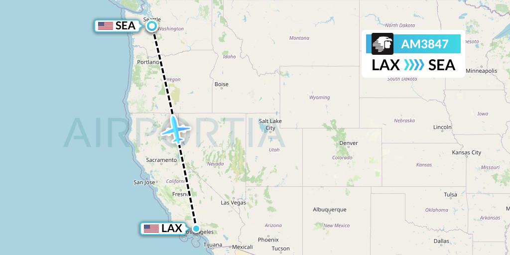 AM3847 Aeromexico Flight Map: Los Angeles to Seattle