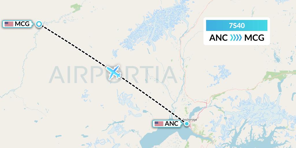 7S40 Ryan Air (USA) Flight Map: Anchorage to McGrath