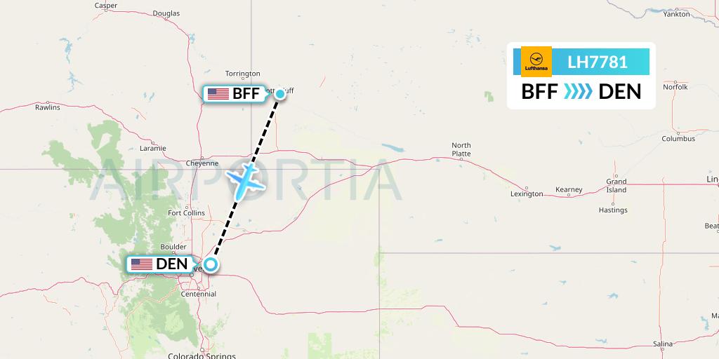 LH7781 Lufthansa Flight Map: Scottsbluff to Denver