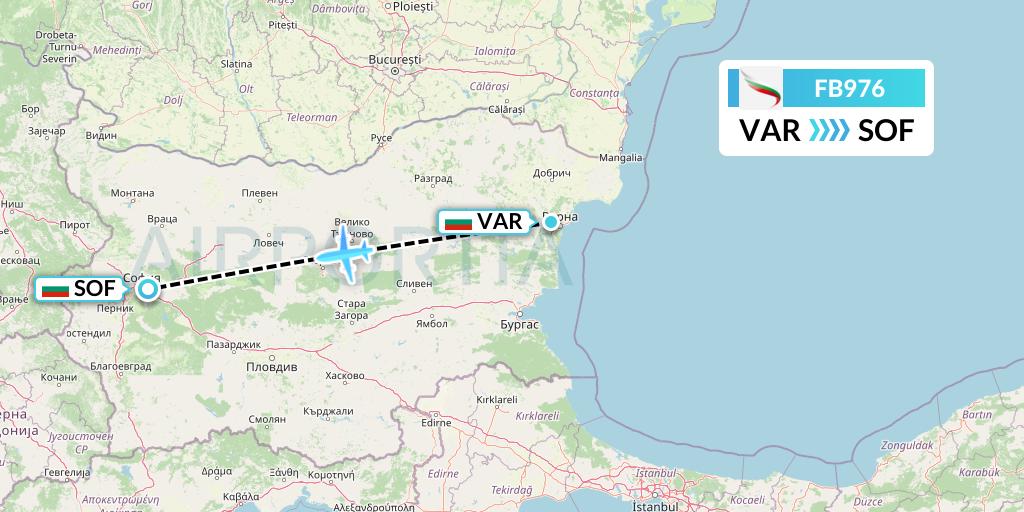 FB976 Bulgaria Air Flight Map: Varna to Sofia