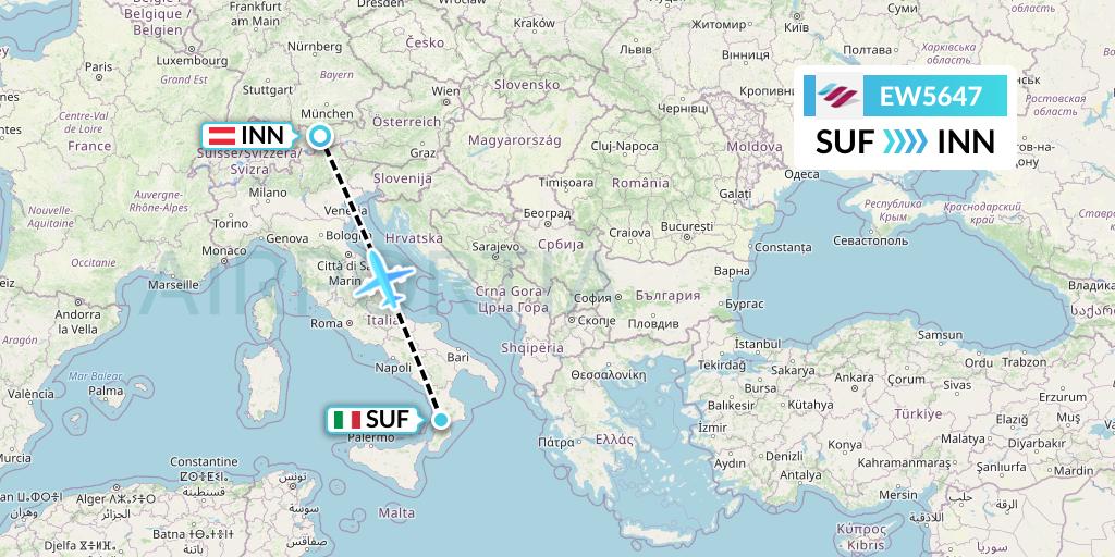 EW5647 Eurowings Flight Map: Lamezia Terme to Innsbruck