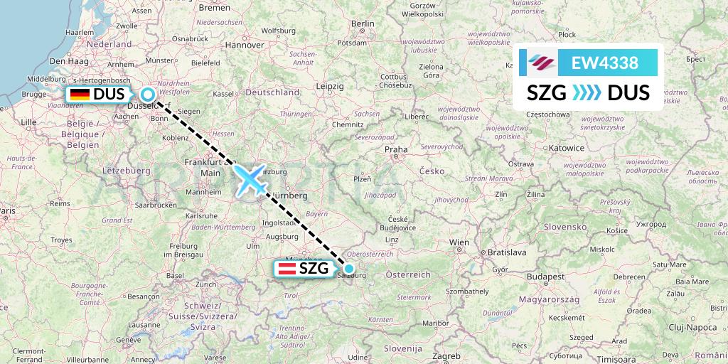 EW4338 Eurowings Flight Map: Salzburg to Dusseldorf