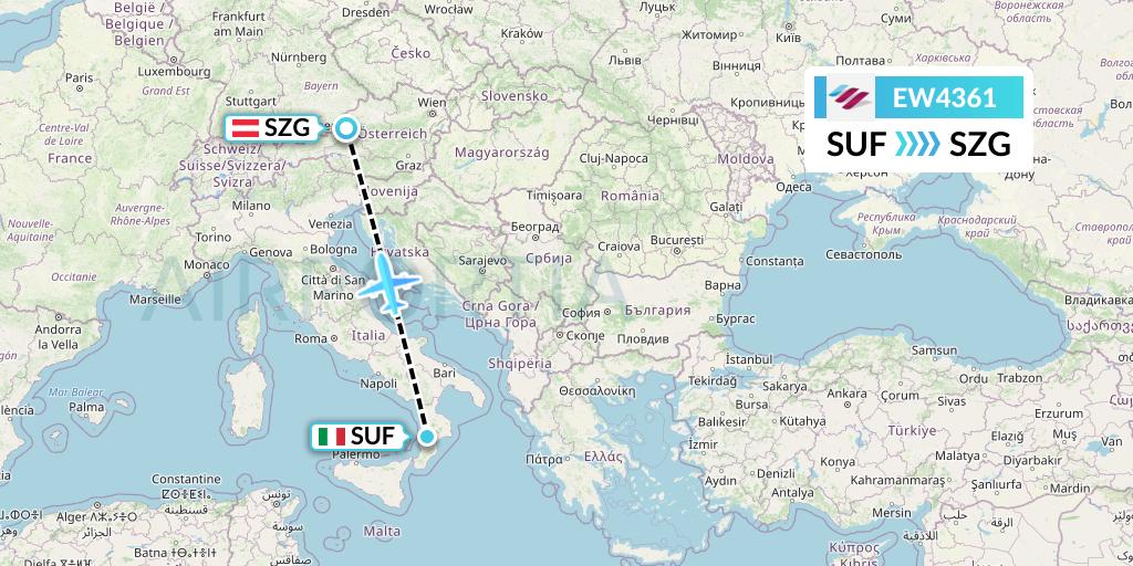 EW4361 Eurowings Flight Map: Lamezia Terme to Salzburg