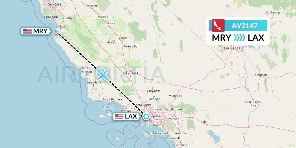 AV2147 Avianca Flight Map: Monterey to Los Angeles
