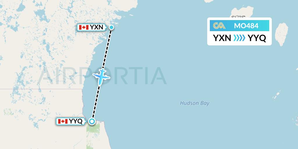 MO484 Calm Air Flight Map: Whale Cove to Churchill