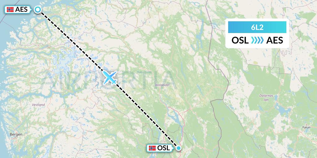 6L2 Aklak Air Flight Map: Oslo to Alesund
