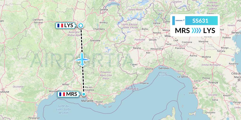 SS631 Corsair Flight Map: Marseille to Lyon