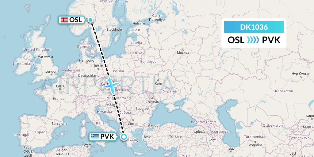 DK1036 Thomas Cook Airlines Scandinavia Flight Map: Oslo to Preveza