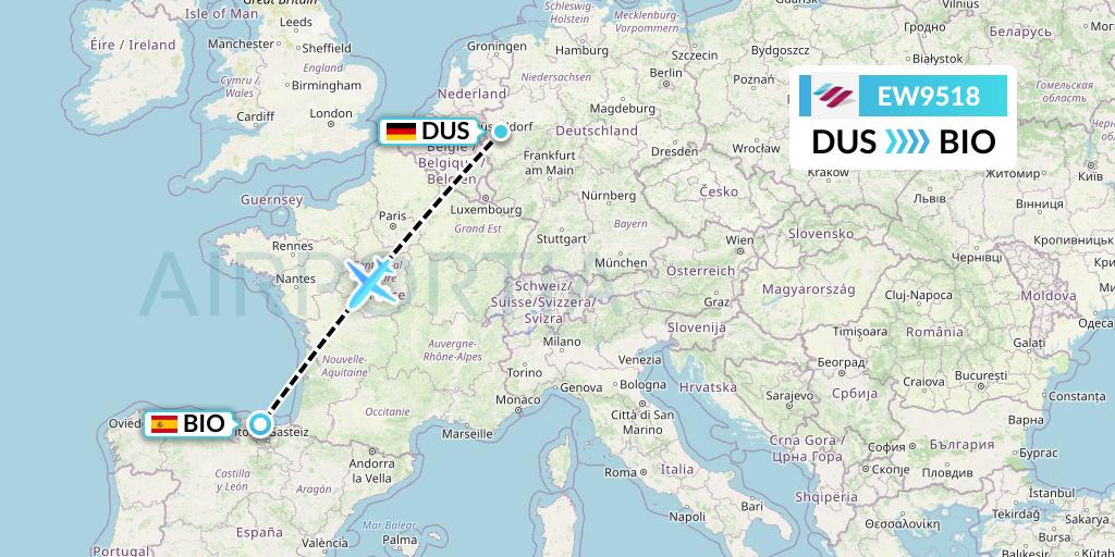 EW9518 Eurowings Flight Map: Dusseldorf to Bilbao