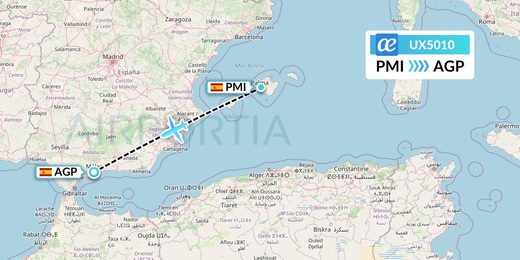 UX5010 Air Europa Flight Map: Palma de Mallorca to Malaga
