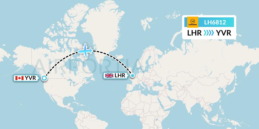 LH6812 Lufthansa Flight Map: London to Vancouver