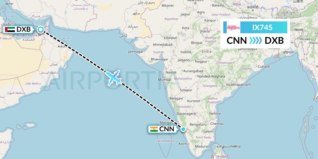 IX745 Air India Express Flight Map: Mattannur to Dubai