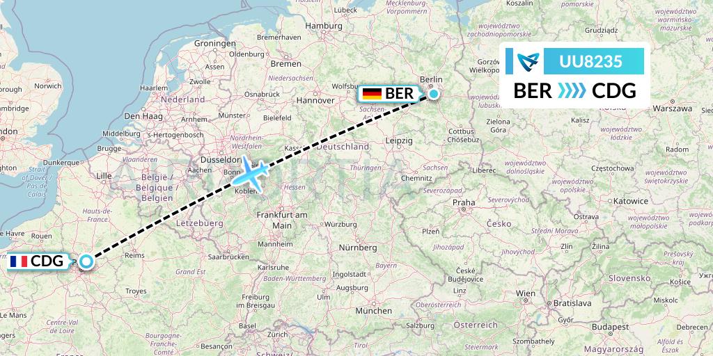 UU8235 Air Austral Flight Map: Berlin to Paris