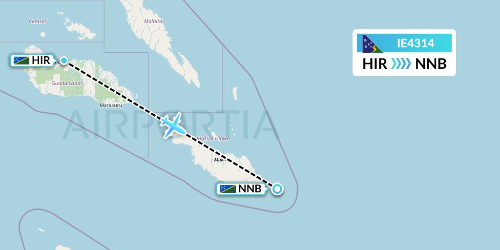 IE4314 Solomon Airlines Flight Map: Honiara to Santa Ana Island