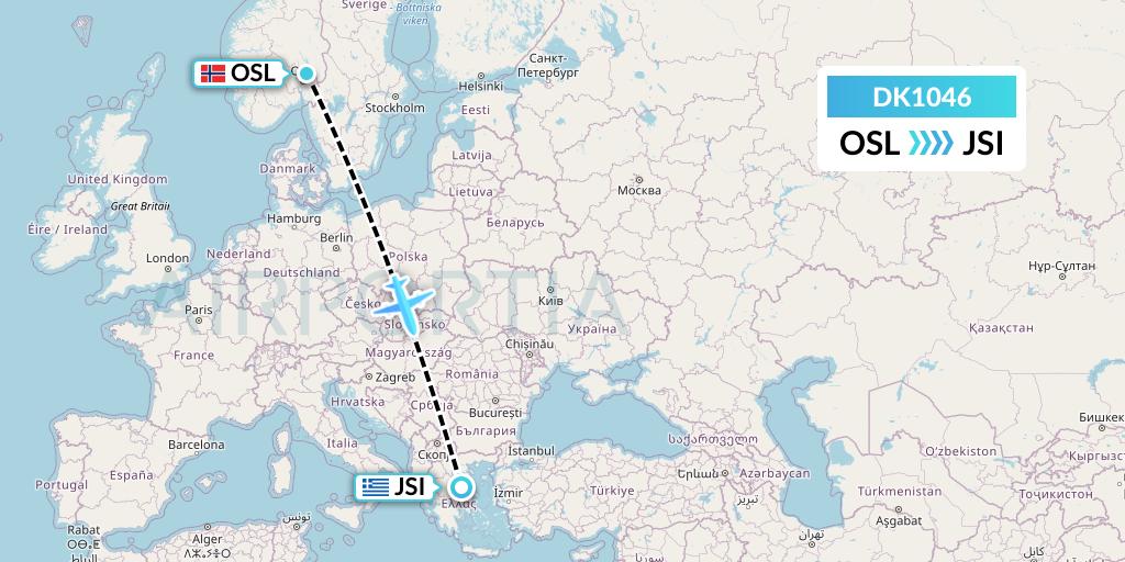 DK1046 Thomas Cook Airlines Scandinavia Flight Map: Oslo to Skiathos