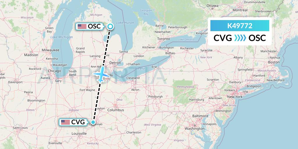 K49772 Kalitta Air Flight Map: Cincinnati to Oscoda