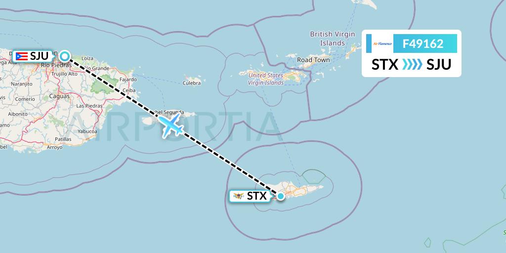 F49162 Air Flamenco Flight Map: St. Croix to San Juan