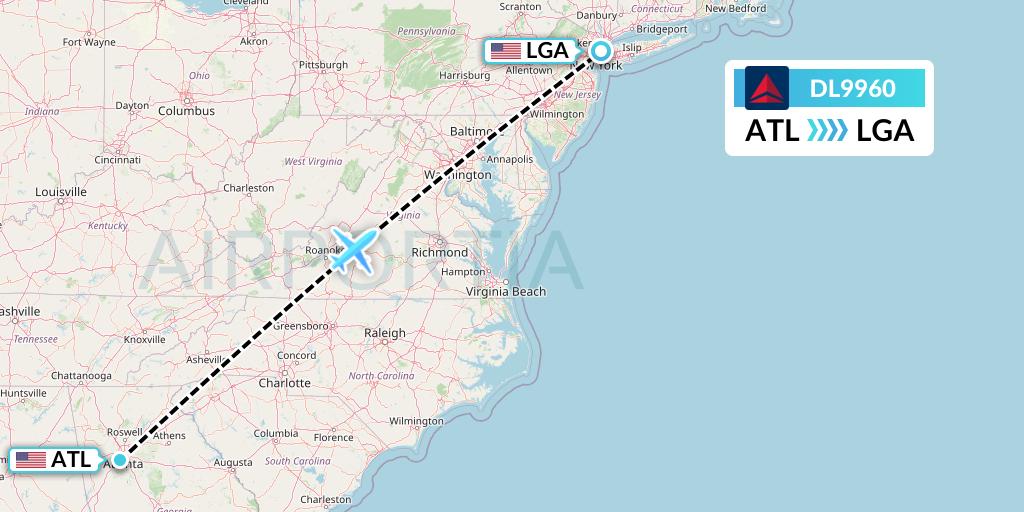 DL9960 Delta Air Lines Flight Map: Atlanta to New York