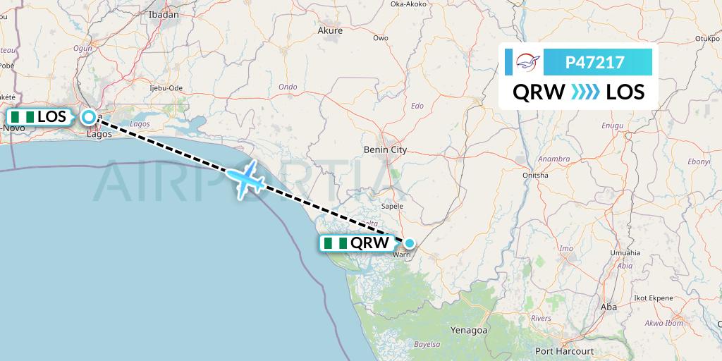 P47217 Air Peace Flight Map: Warri to Lagos