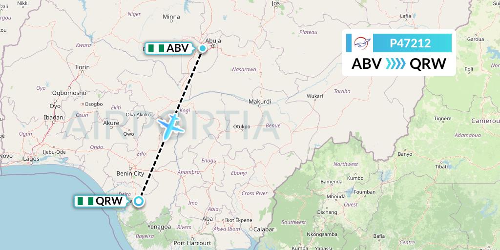 P47212 Air Peace Flight Map: Abuja to Warri