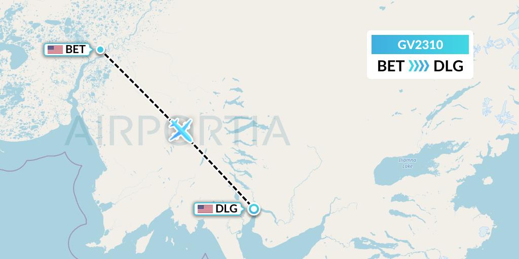GV2310 Grant Aviation Flight Map: Bethel to Dillingham