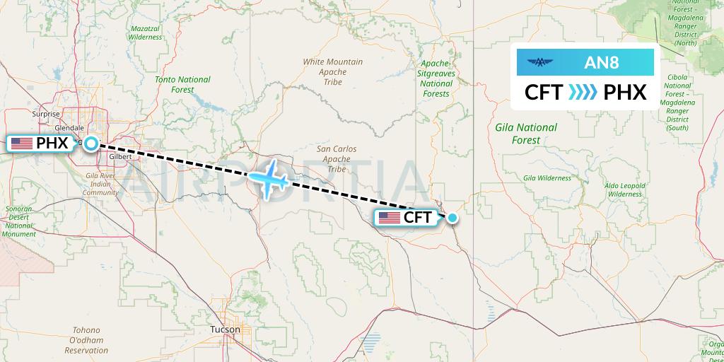 AN8 Advanced Air Flight Map: Clifton to Phoenix