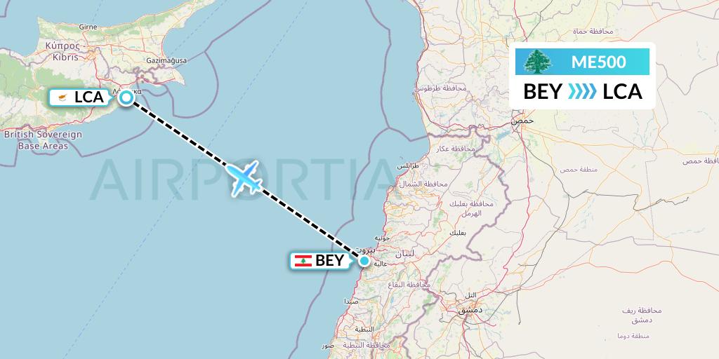 ME500 MEA Flight Map: Beirut to Larnaca