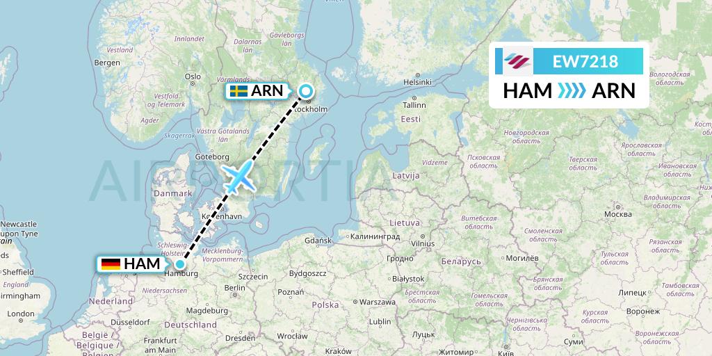 EW7218 Eurowings Flight Map: Hamburg to Stockholm