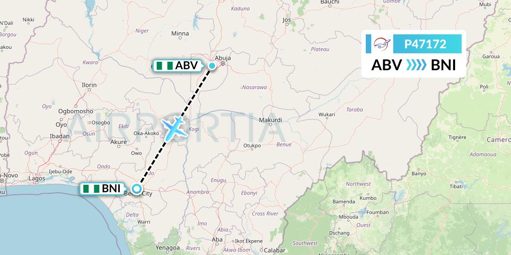 P47172 Air Peace Flight Map: Abuja to Benin