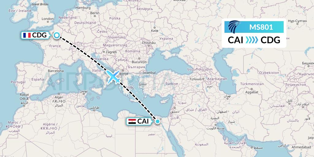 MS801 Flight Status EgyptAir Cairo to Paris (MSR801)