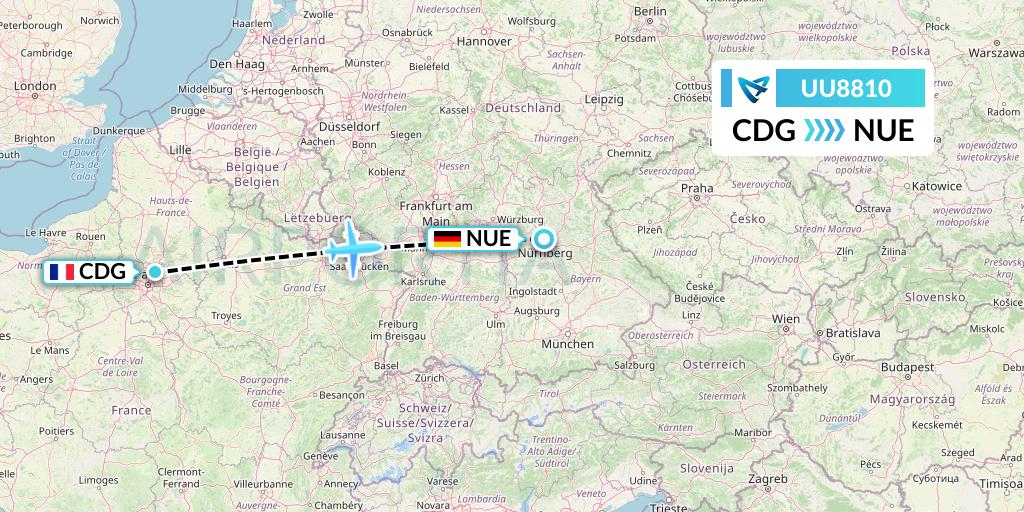 UU8810 Air Austral Flight Map: Paris to Nurnberg