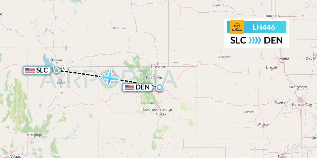 LH446 Lufthansa Flight Map: Salt Lake City to Denver