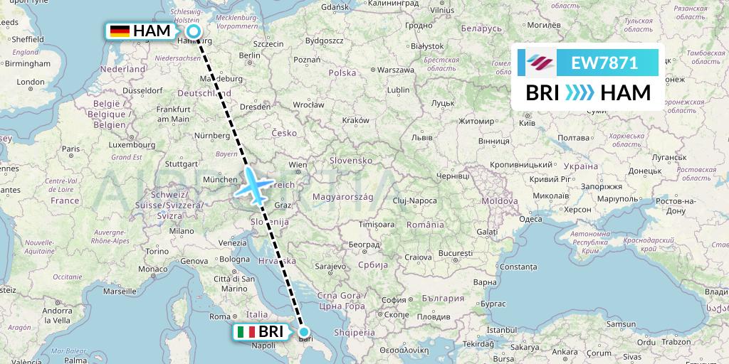 EW7871 Eurowings Flight Map: Bari to Hamburg