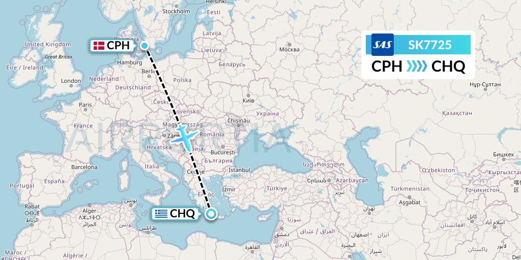 SK7725 SAS Flight Map: Copenhagen to Chania