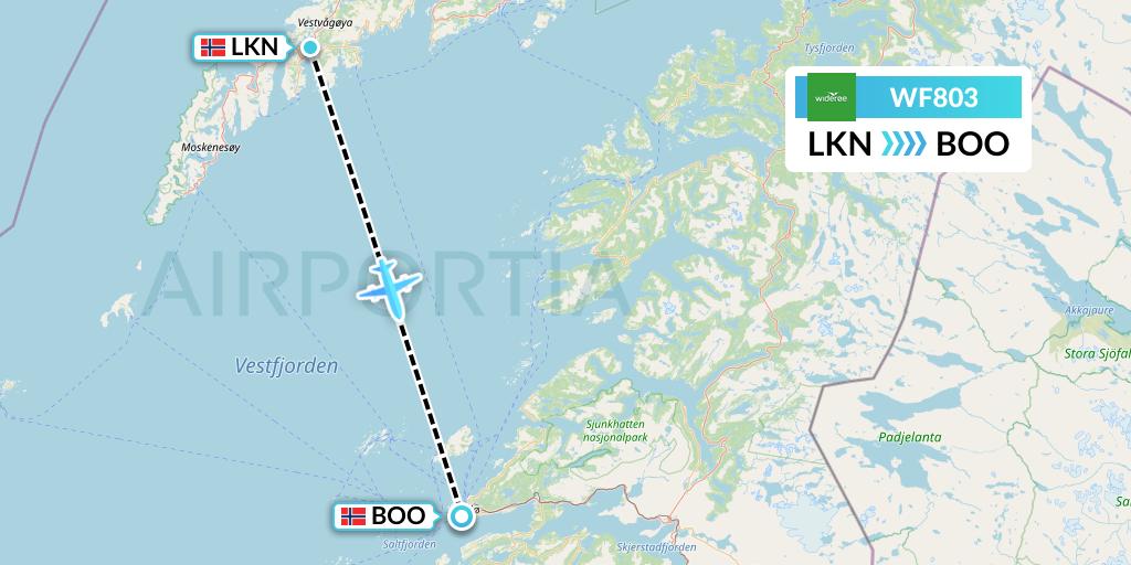 WF803 Wideroe Flight Map: Leknes to Bodo