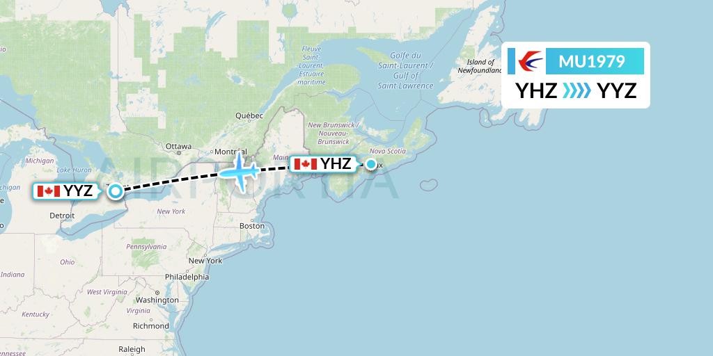 MU1979 China Eastern Airlines Flight Map: Halifax to Toronto