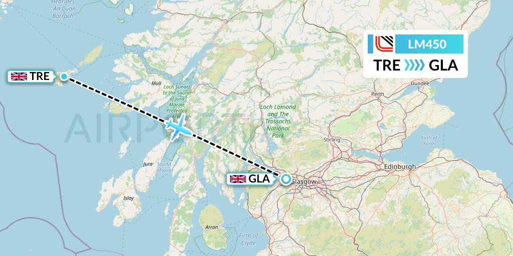 LM450 Loganair Flight Map: Tiree to Glasgow