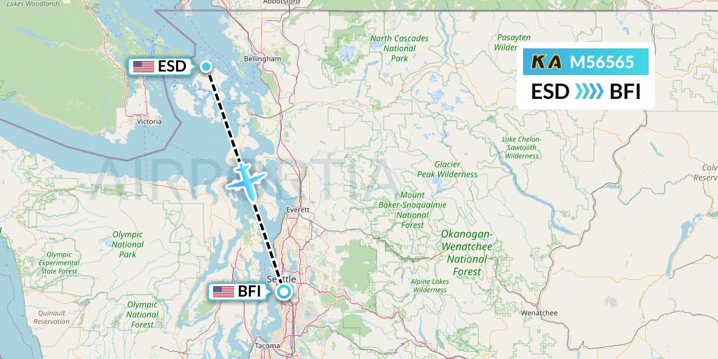 M56565 Kenmore Air Flight Map: Eastsound to Seattle