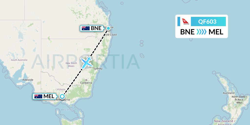 QF603 Qantas Flight Map: Brisbane to Melbourne