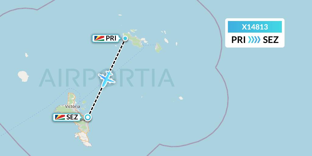 X14813 Nik Airways Flight Map: Praslin Island to Victoria