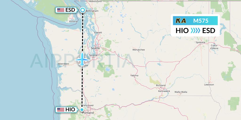 M575 Kenmore Air Flight Map: Portland to Eastsound
