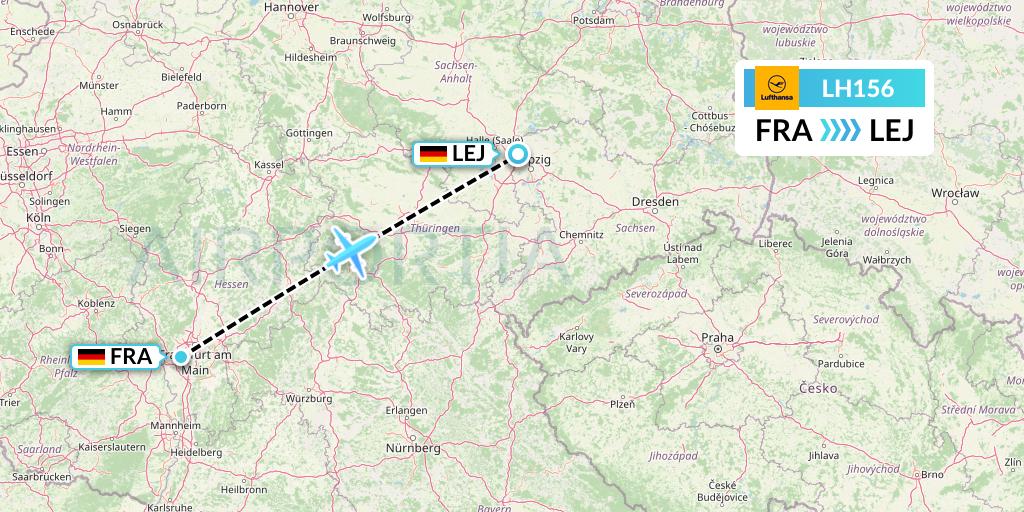 LH156 Lufthansa Flight Map: Frankfurt to Leipzig