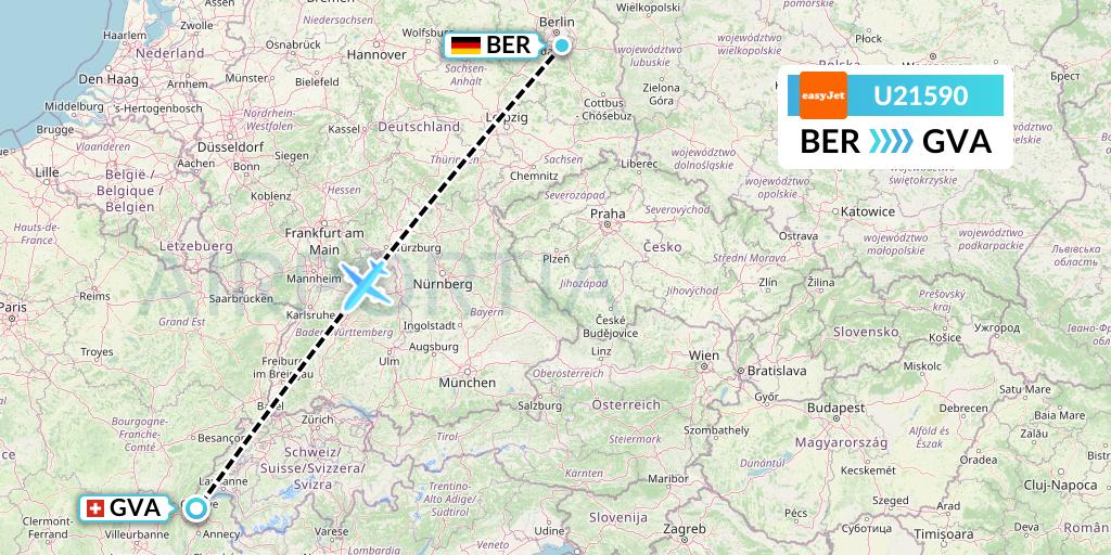 U21590 EasyJet Flight Map: Berlin to Geneva
