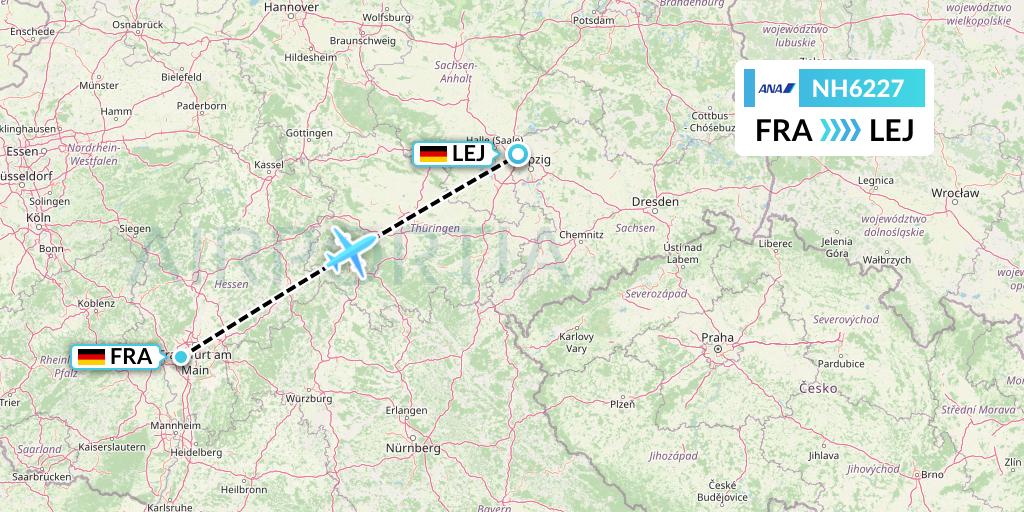 NH6227 All Nippon Airways Flight Map: Frankfurt to Leipzig