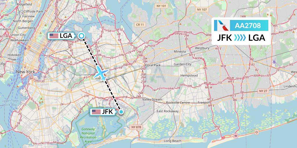 AA2708 American Airlines Flight Map: New York to New York