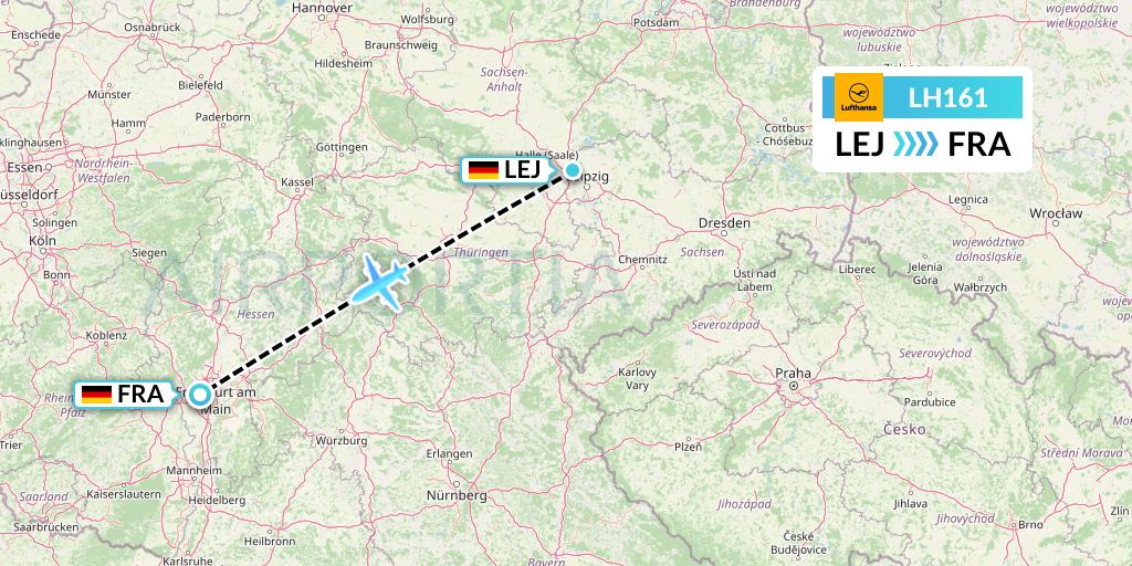 LH161 Lufthansa Flight Map: Leipzig to Frankfurt