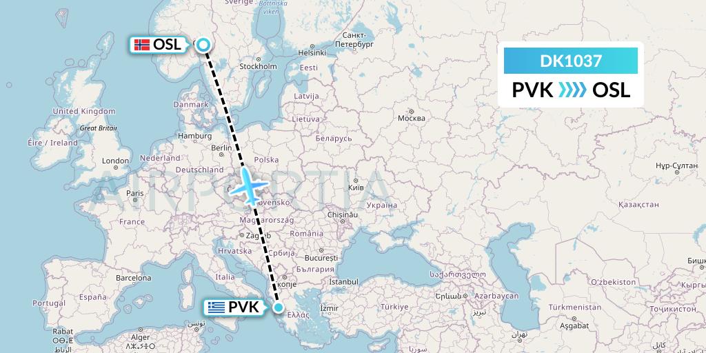 DK1037 Thomas Cook Airlines Scandinavia Flight Map: Preveza to Oslo