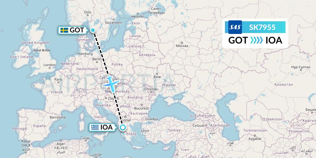 SK7955 SAS Flight Map: Gothenburg to Ioannina